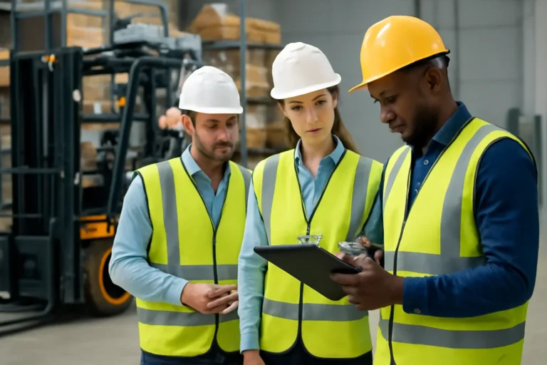 Forklift Training for 3PL and Logistics Teams article hero showing supervisors reviewing forklift training guidance