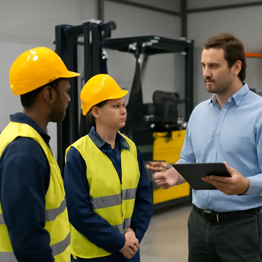 Forklift Training for Temporary Workers: Who Does What? manager applying forklift training guidance at the worksite