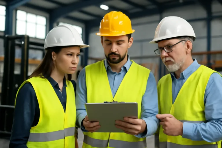 How Long Does Forklift Certification Last? article hero showing supervisors reviewing forklift training guidance