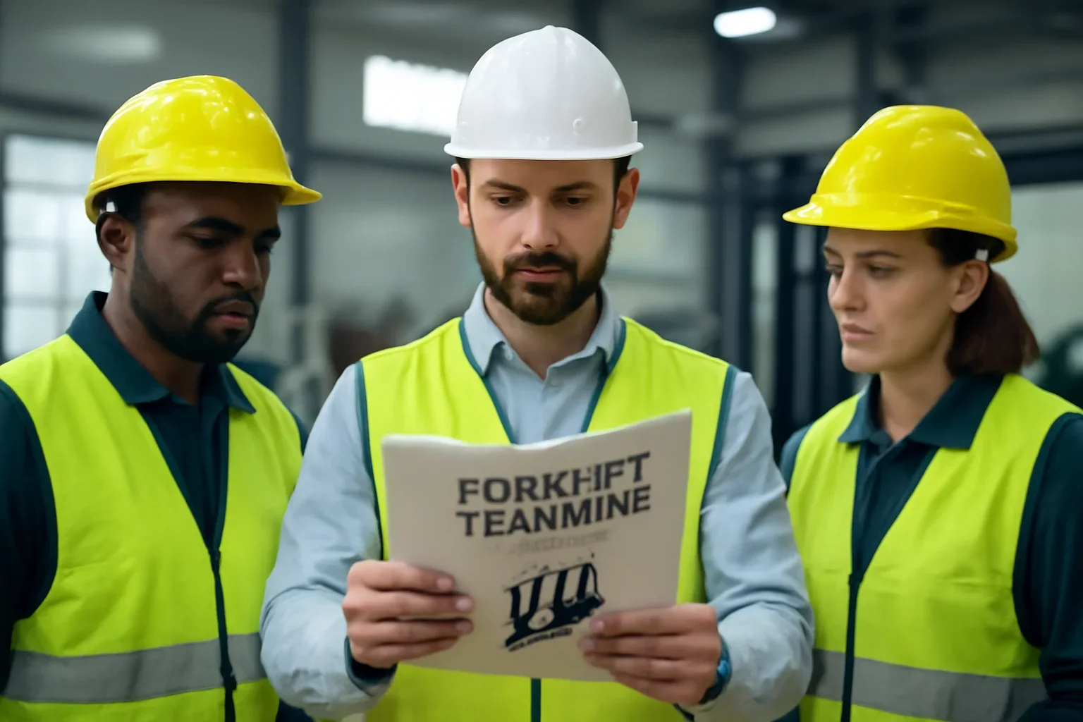 How Often Do Forklift Operators Need Refresher Training? article hero showing supervisors reviewing forklift training guidance