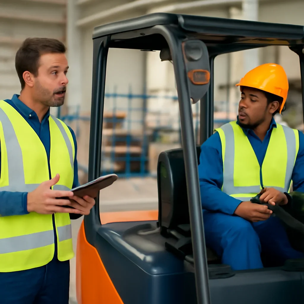 What to Include in a Practical Forklift Evaluation manager applying forklift training guidance at the worksite