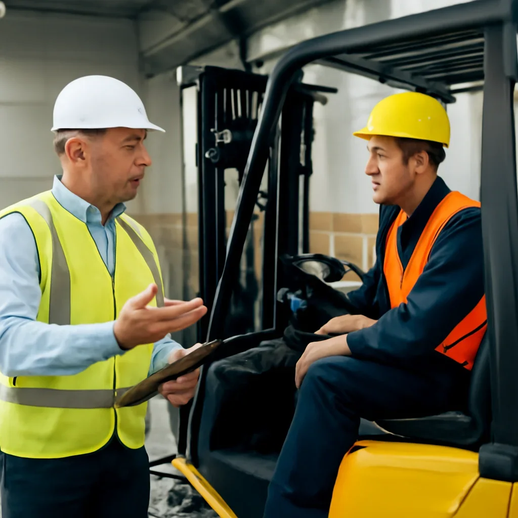 When Employees Need Forklift Recertification manager applying forklift training guidance at the worksite