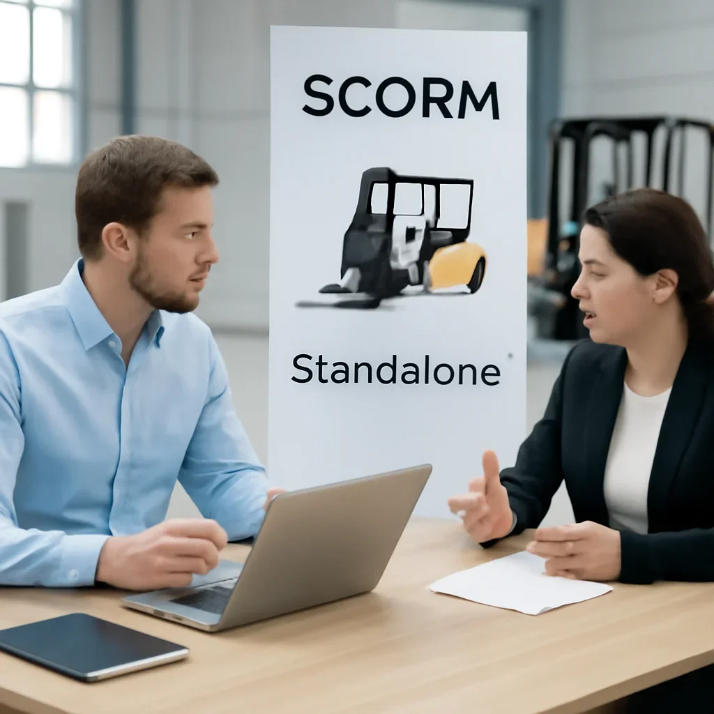 SCORM vs Standalone Forklift Training buyer conversation about forklift training rollout priorities