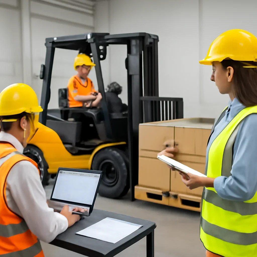 Construction Forklift Training workflow with records, assignments, and operator oversight