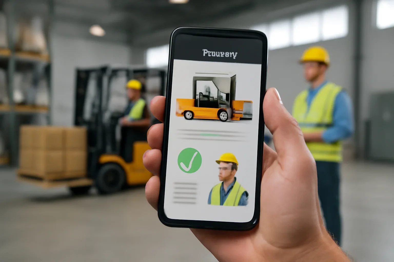 Mobile Access feature view with forklift training software and employer oversight
