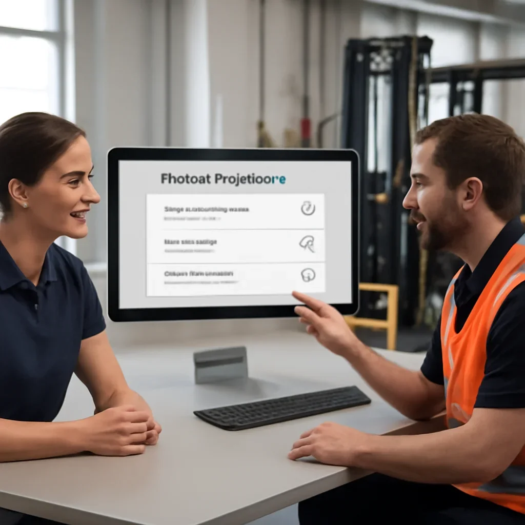 Operator Evaluations software demo conversation for a forklift training program