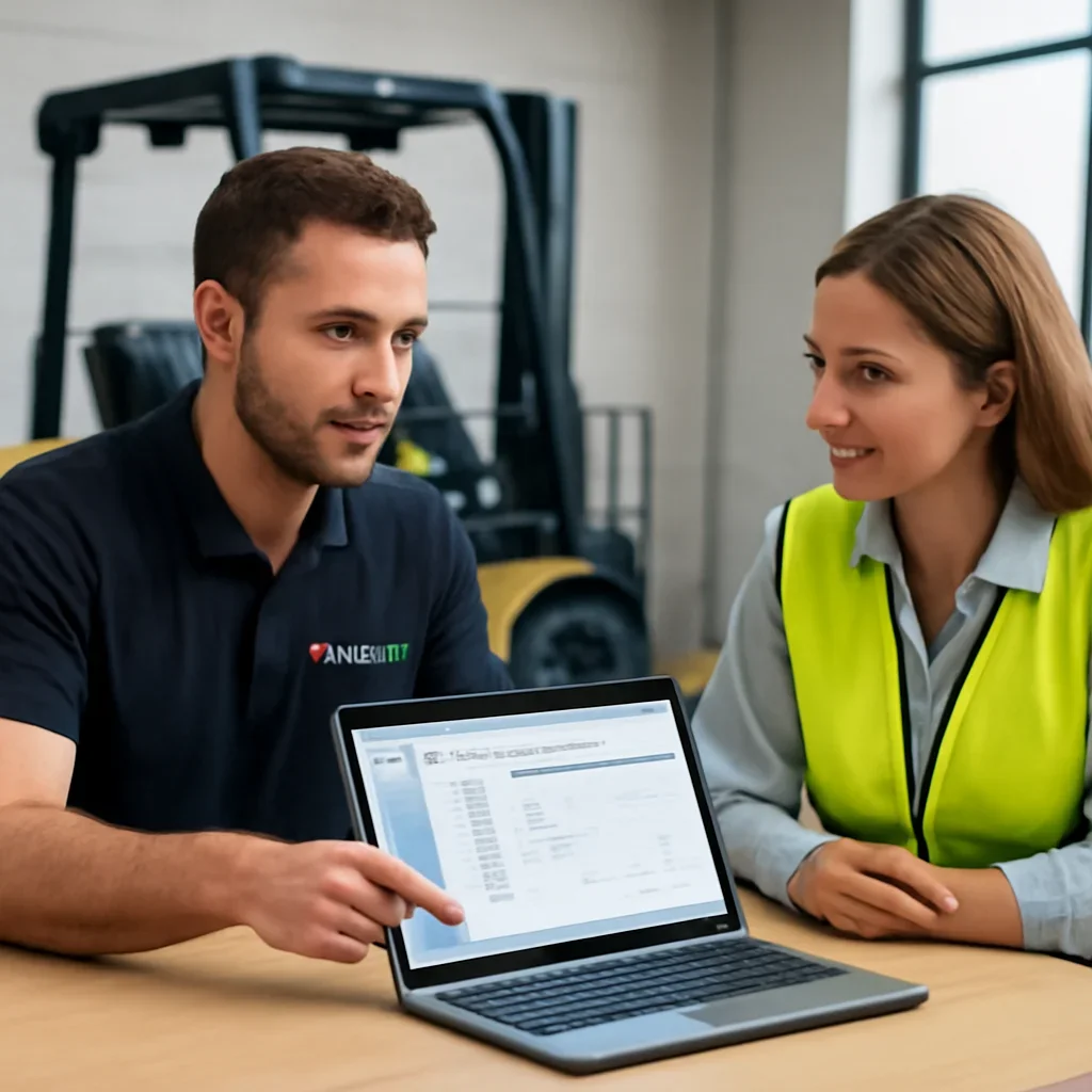 Reporting & Exports software demo conversation for a forklift training program
