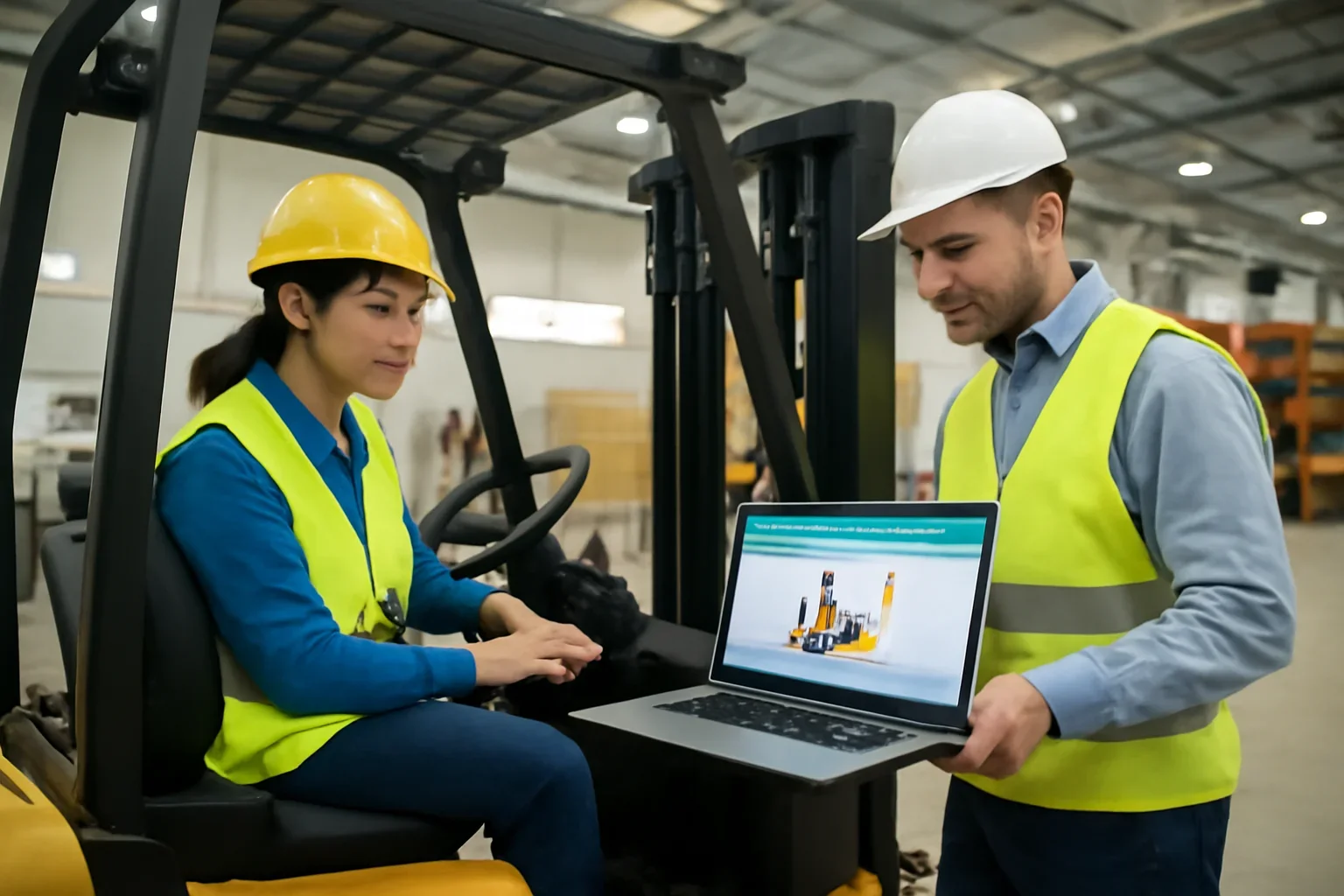 Spanish Training feature view with forklift training software and employer oversight