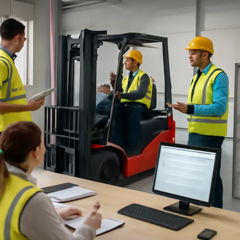 Forklift Training for Employers workflow with records, assignments, and operator oversight