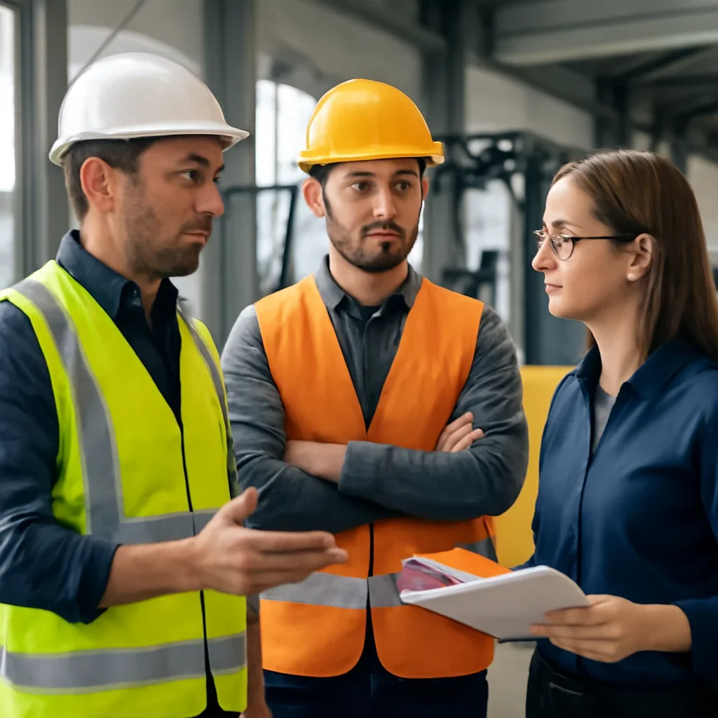 Construction planning conversation about forklift training and compliance