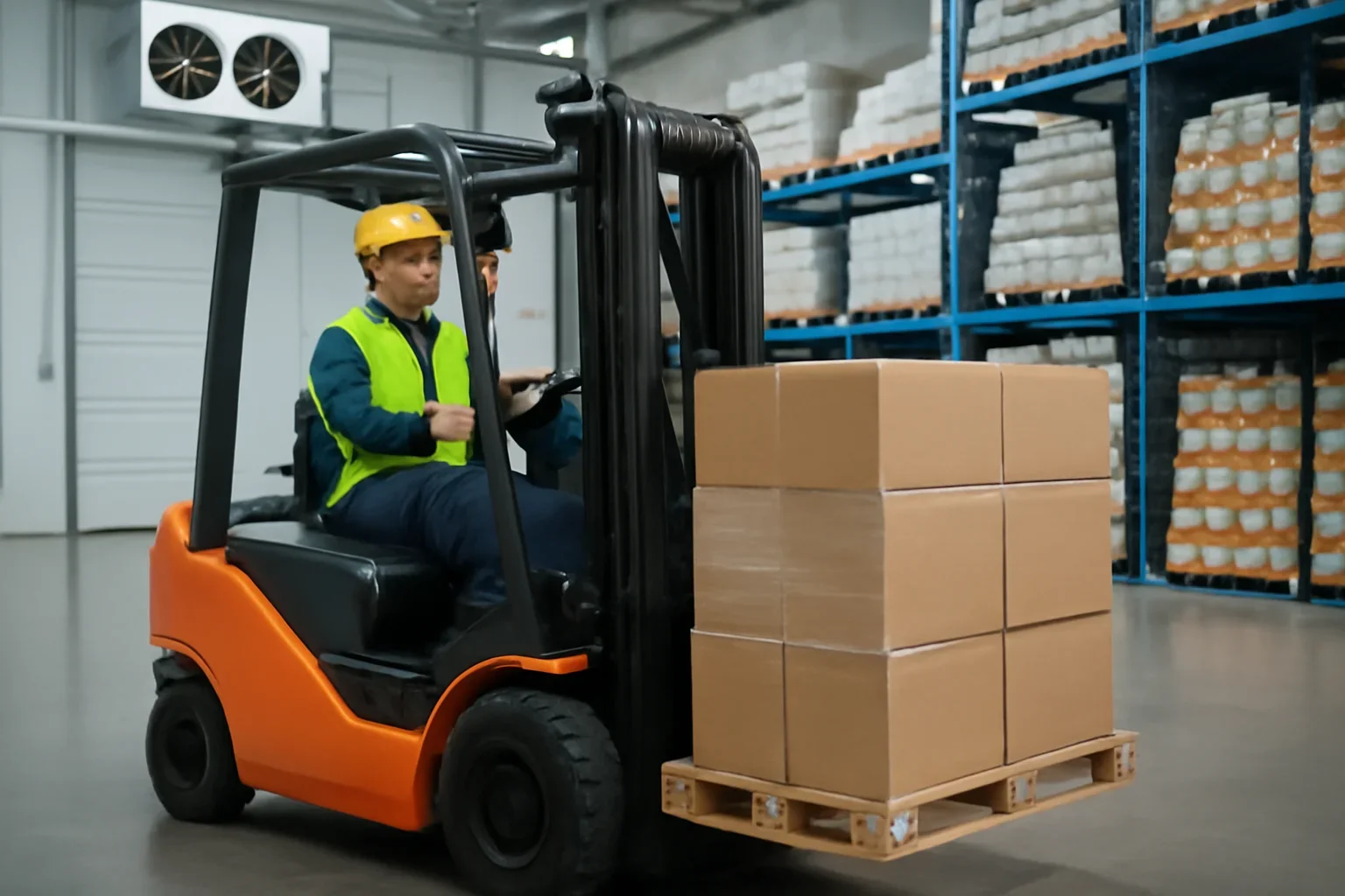 Food & Beverage forklift training scene in a realistic operating environment