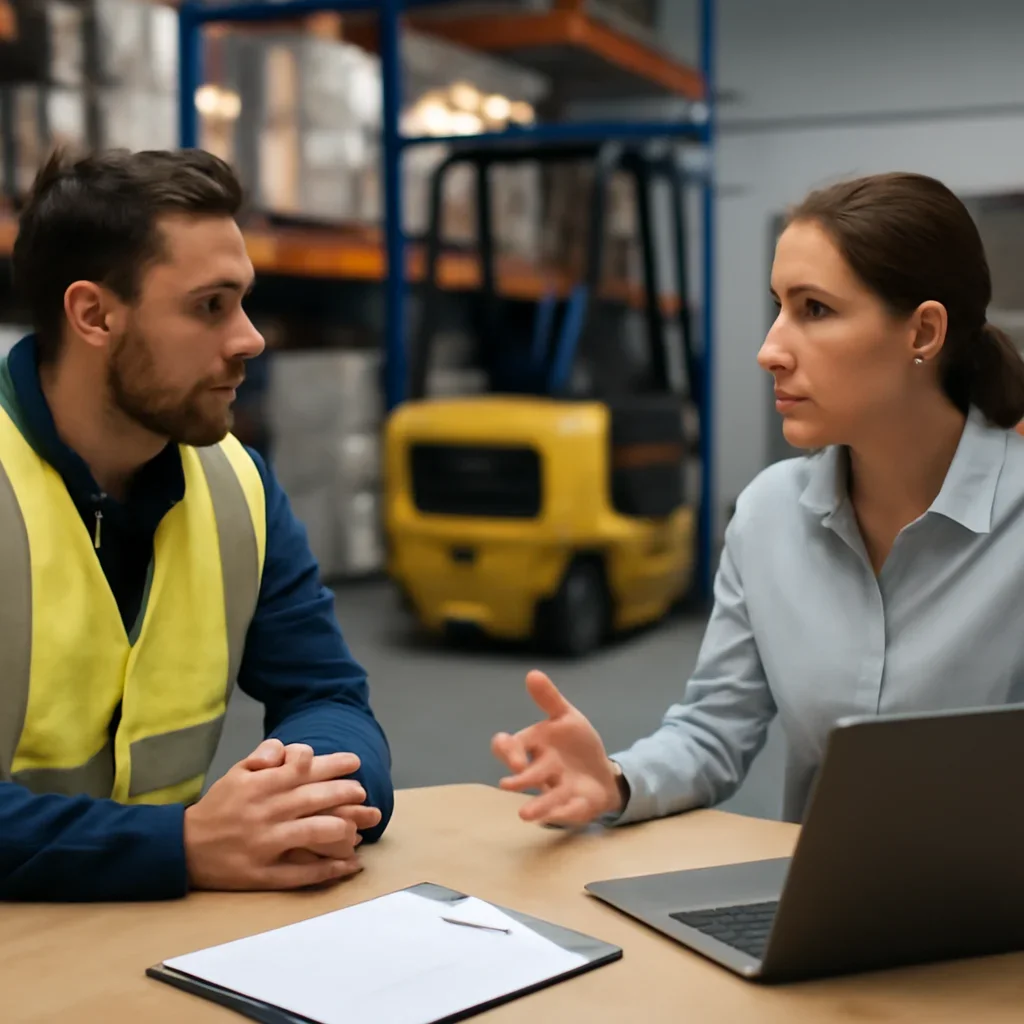 Logistics & Transportation planning conversation about forklift training and compliance