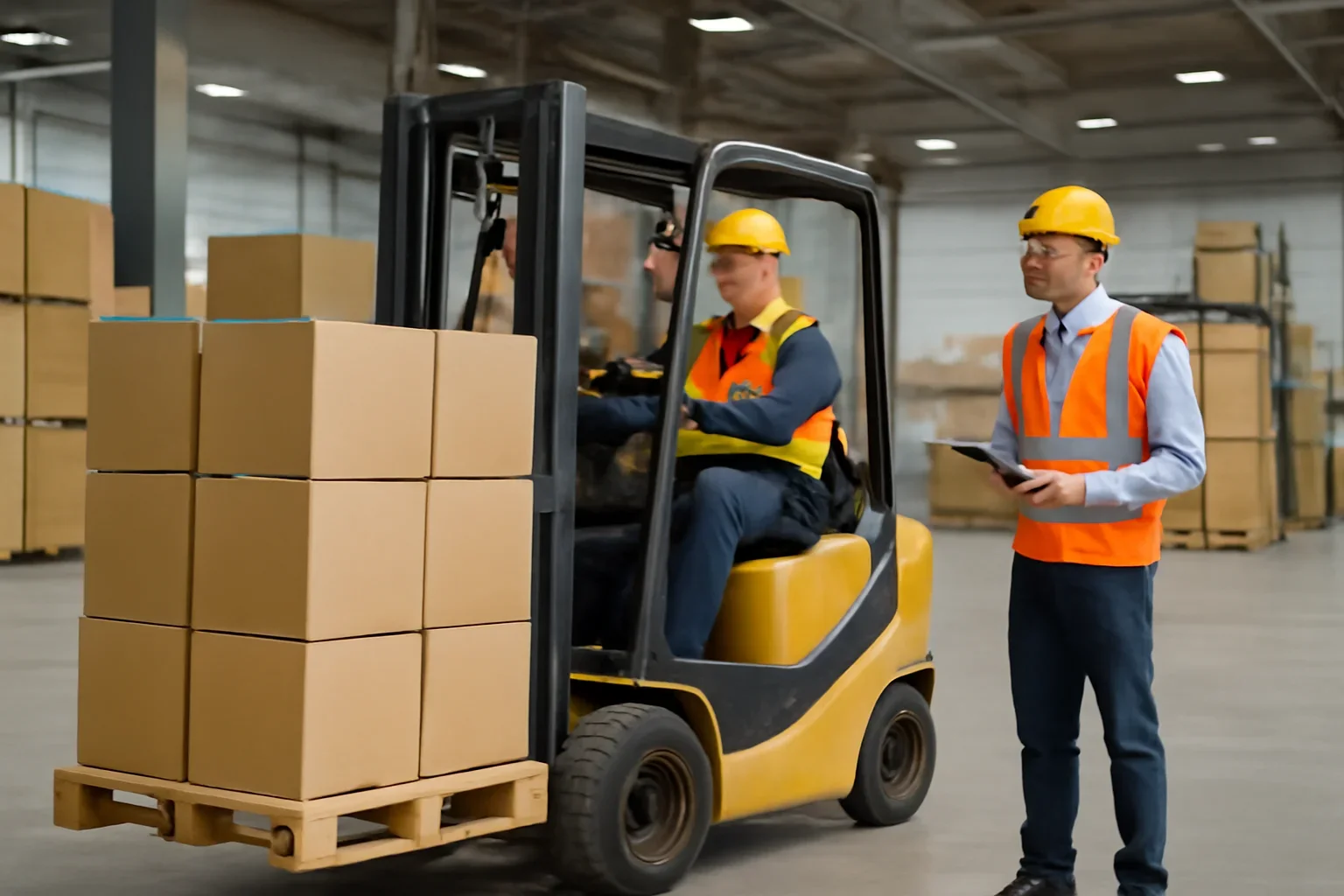 Logistics & Transportation forklift training scene in a realistic operating environment