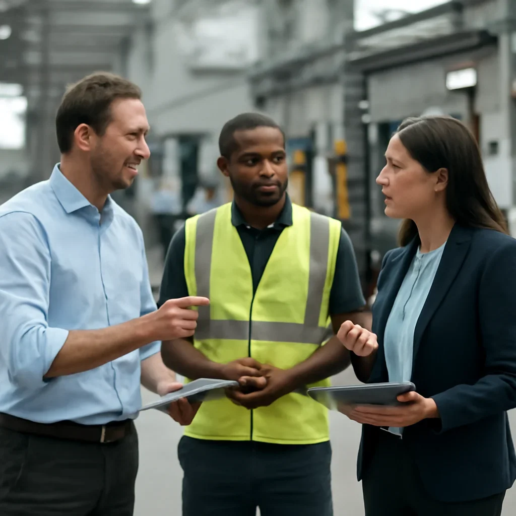 Manufacturing planning conversation about forklift training and compliance