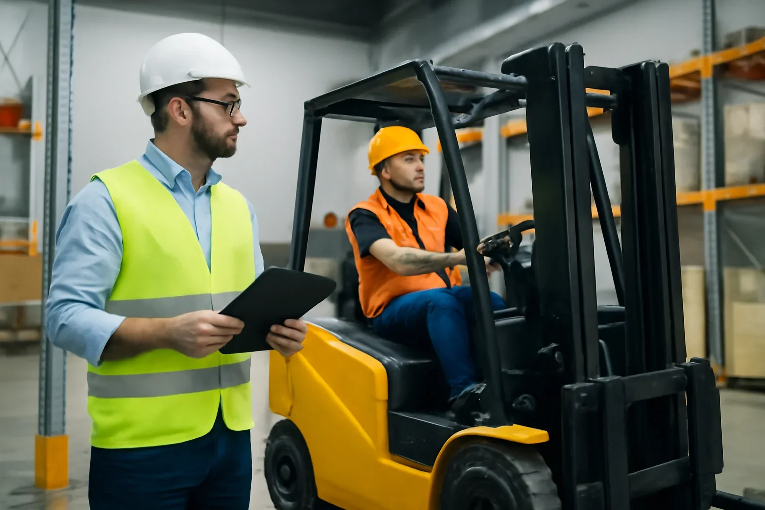 For 3PL & Logistics solution image showing employer oversight of forklift training