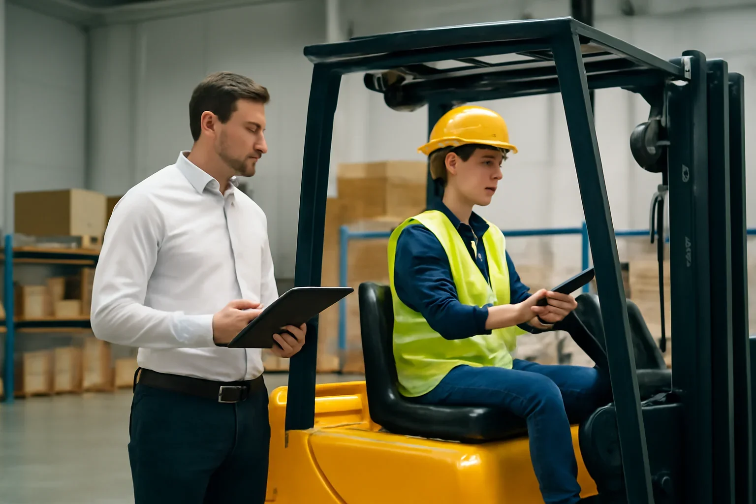 For Small Businesses solution image showing employer oversight of forklift training