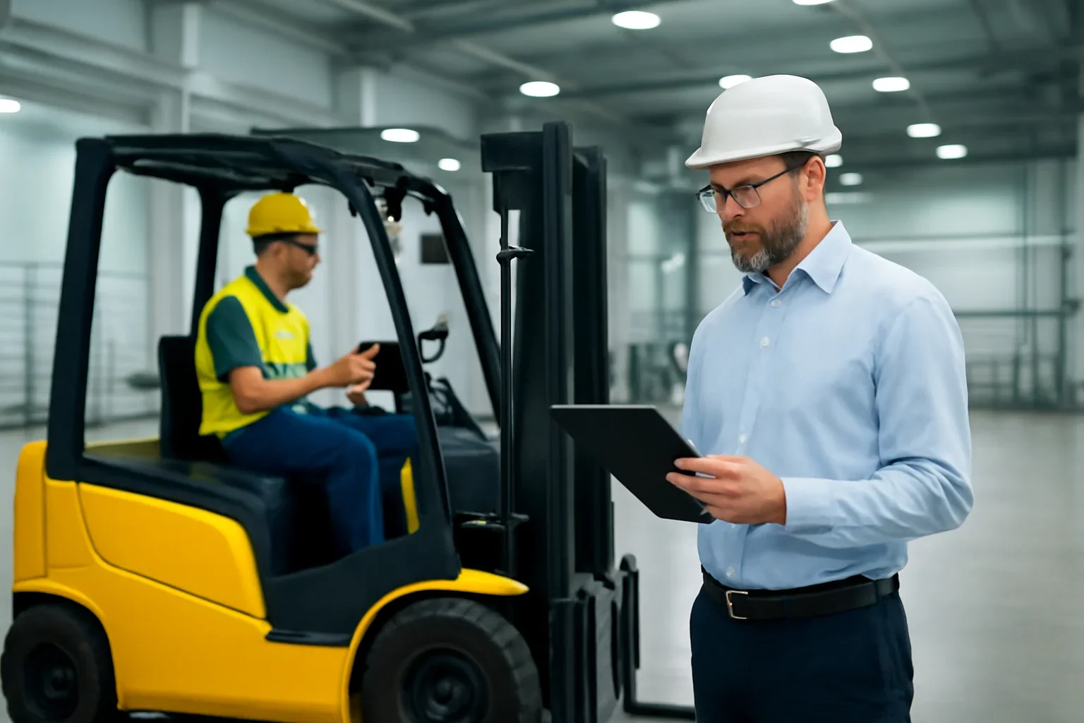 For Staffing Agencies solution image showing employer oversight of forklift training