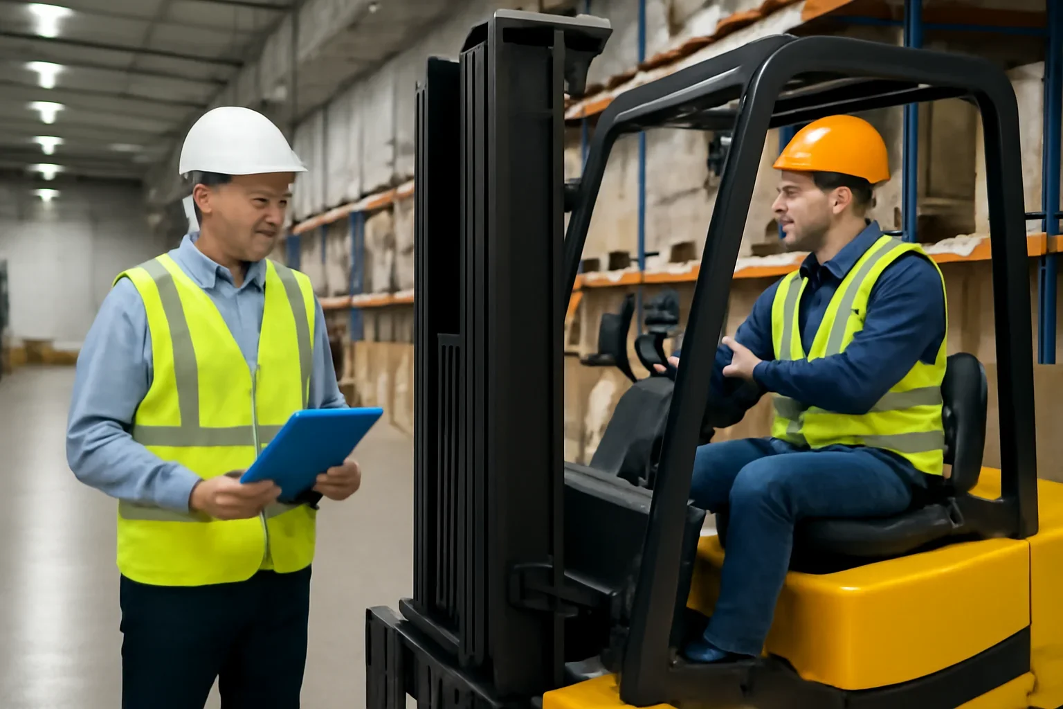 For Warehouse Operations solution image showing employer oversight of forklift training