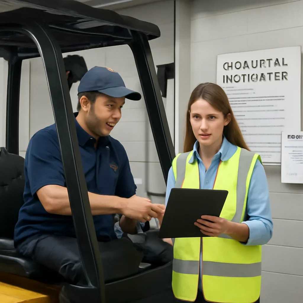 Spanish Forklift Training FAQ checklist and training record workflow for employers