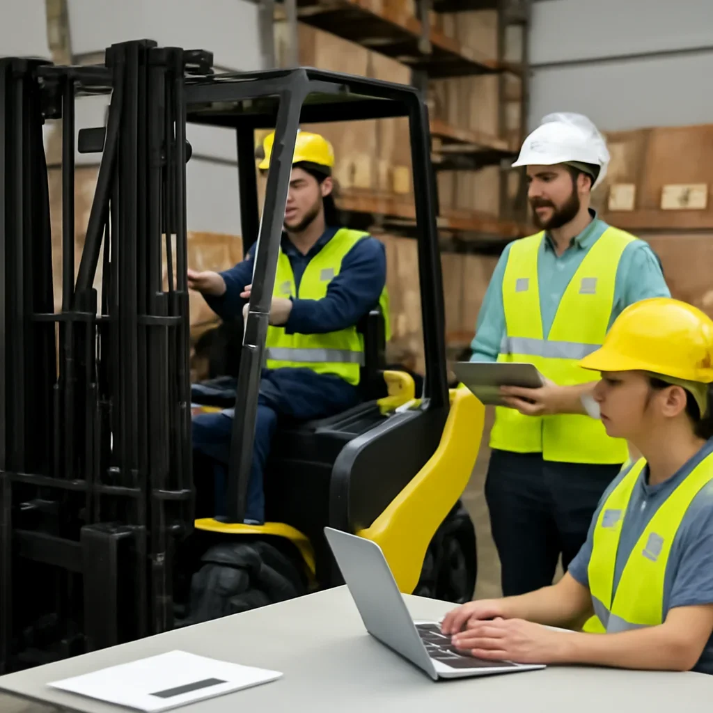 Warehouse Forklift Training workflow with records, assignments, and operator oversight